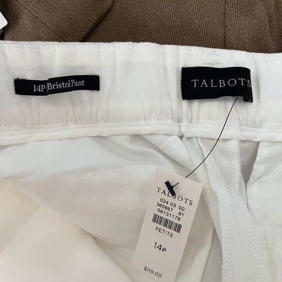 NWT Talbots Sz 14P Bristol Pant White Cotton Tencel Blend Chinos - Picture 7 of 7